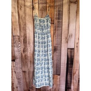 Abercrombie Smocked Cami Maxi Dress Fruit Tile Print Blue Summer Boho Medium